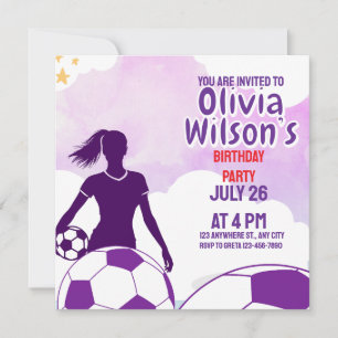 サッカーの誕生日パーティー,サッカー選手の女の子 招待状