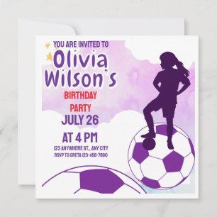 サッカーの誕生日パーティー,サッカー選手の女の子 招待状
