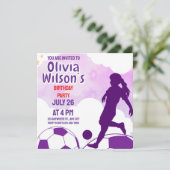 サッカーの誕生日パーティー,サッカー選手の女の子 招待状 (スタンド正面)