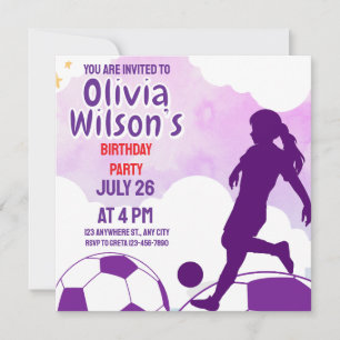 サッカーの誕生日パーティー,サッカー選手の女の子 招待状
