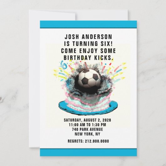 サッカーの誕生日パーティー セーブザデート (正面)