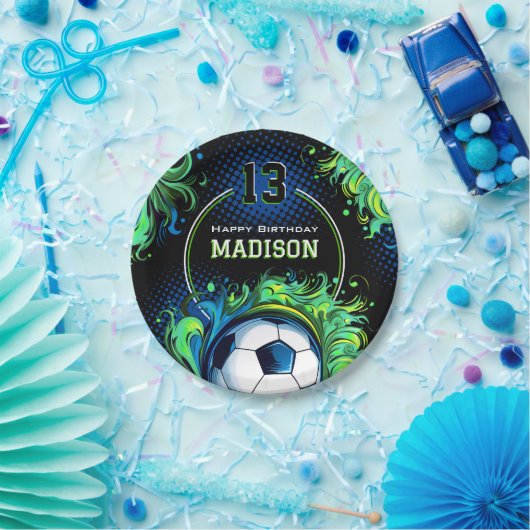 サッカーの誕生日パーティー ペーパープレート (パーティー)