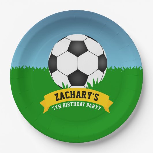 サッカーの誕生日パーティー ペーパープレート (正面)