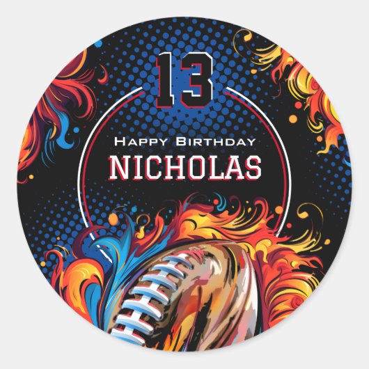 サッカーの誕生日パーティー ラウンドシール (正面)