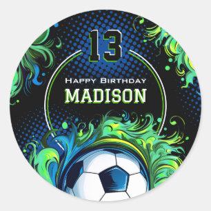 サッカーの誕生日パーティー ラウンドシール