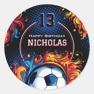 サッカーの誕生日パーティー ラウンドシール