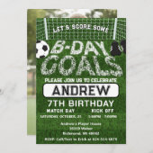 サッカーの誕生日パーティー 招待状 (正面/裏面)