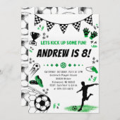 サッカーの誕生日パーティー 招待状 (正面/裏面)