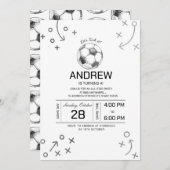 サッカーの誕生日パーティー 招待状 (正面/裏面)