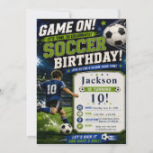 サッカーの誕生日パーティー 招待状 (正面)