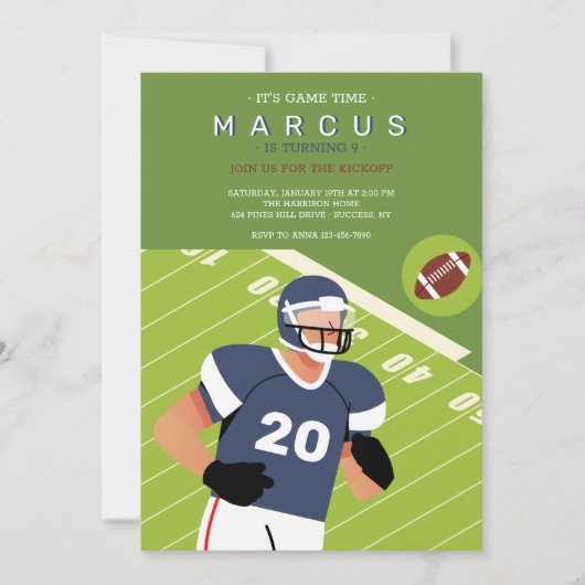 サッカーの誕生日パーティー 招待状 (正面)