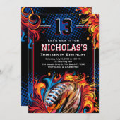 サッカーの誕生日パーティー 招待状 (正面/裏面)