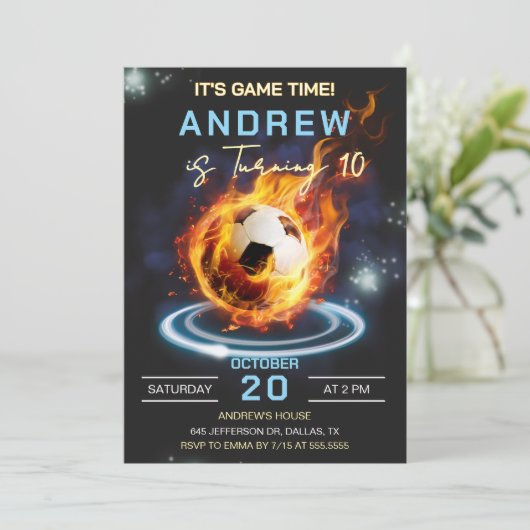 サッカーの誕生日パーティー 招待状 (スタンド正面)