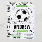 サッカーの誕生日パーティー 招待状 (正面/裏面)