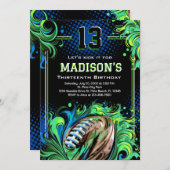 サッカーの誕生日パーティー 招待状 (正面/裏面)