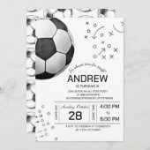 サッカーの誕生日パーティー 招待状 (正面/裏面)