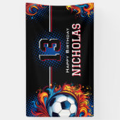 サッカーの誕生日パーティー 横断幕 (縦)