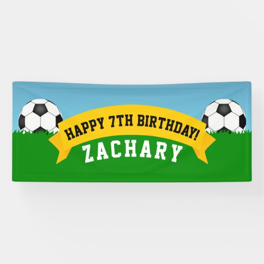サッカーの誕生日パーティー 横断幕 (横)