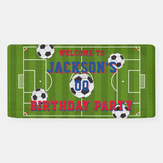 サッカーの誕生日パーティー 横断幕 (横)
