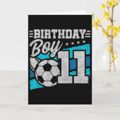 サッカーの誕生日パーティー - 11歳の男の子 - 11歳の誕生日 カード (黄色い花)
