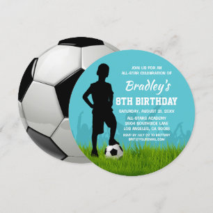 サッカーの誕生日パーティー All-Starsサッカー 招待状