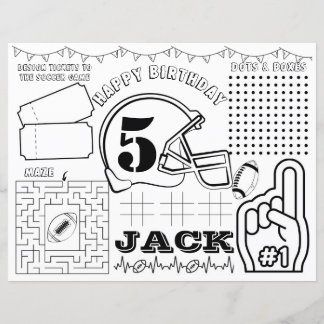 サッカーの誕生日ランチョンマット、サッカーのアクティビティシート