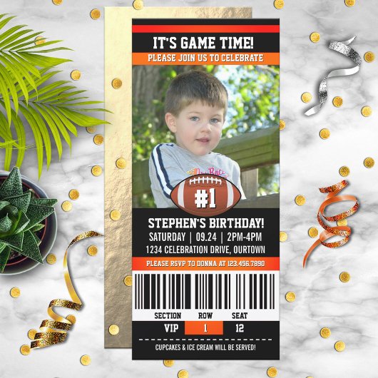 サッカーの誕生日写真テンプレート 招待状