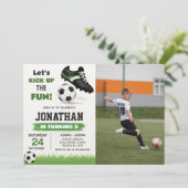 サッカーの誕生日写真付き招待状 招待状 (スタンド正面)