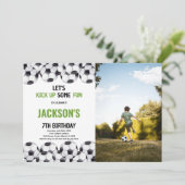 サッカーの誕生日招待状（写真付き） 招待状 (スタンド正面)