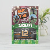 サッカーの誕生日招待状（写真付き） 招待状 (スタンド正面)