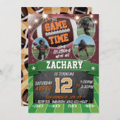 サッカーの誕生日招待状（写真付き） 招待状 (正面/裏面)