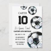 サッカーの誕生日招待状 招待状 (正面)