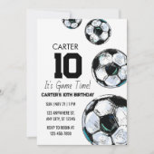 サッカーの誕生日招待状 招待状 (正面)