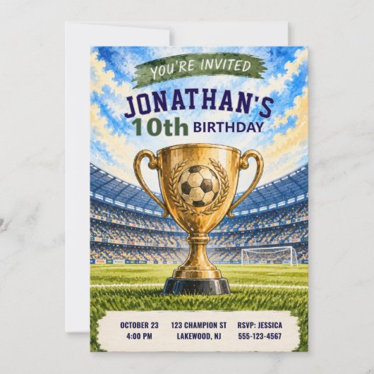 サッカーの誕生日招待状 招待状 (正面)