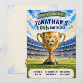 サッカーの誕生日招待状 招待状 (正面/裏面)