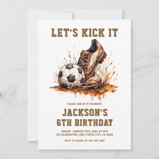 サッカーの誕生日招待状 招待状 (正面)