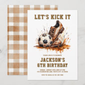 サッカーの誕生日招待状 招待状 (正面/裏面)