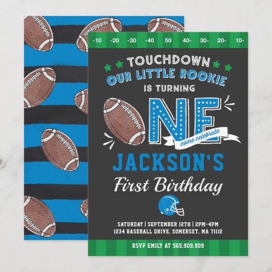 サッカーの誕生日招待 サッカー1歳の誕生日 招待状 (正面/裏面)