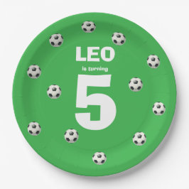 サッカーの誕生日紙皿 編集可能な名前と年齢 ペーパープレート