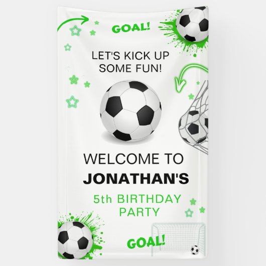 サッカーの誕生日背景 横断幕 (縦)