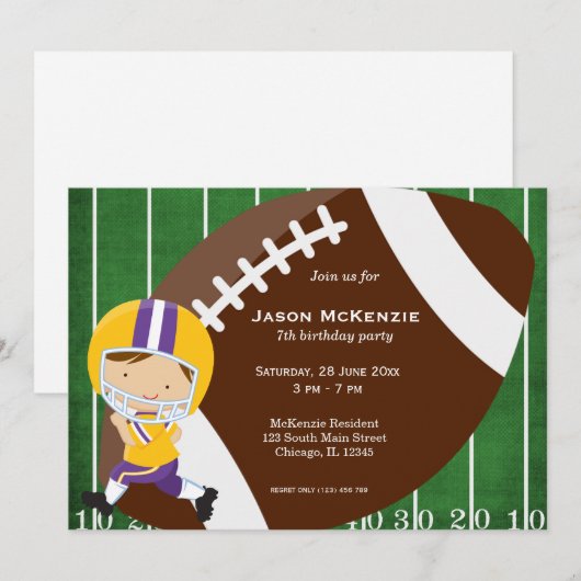 サッカーの誕生日 招待状 (正面/裏面)