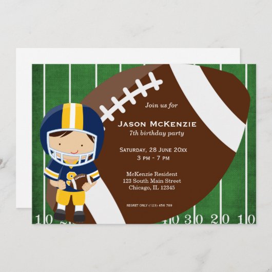 サッカーの誕生日 招待状 (正面/裏面)