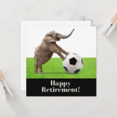 サッカーの象との幸せな退職 カード (正面/裏面インサイチュ)