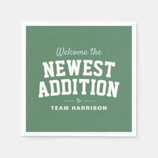 サッカーの赤ちゃんシャワーブルーテールゲートパーソナライズされた スタンダードカクテルナプキン (正面)