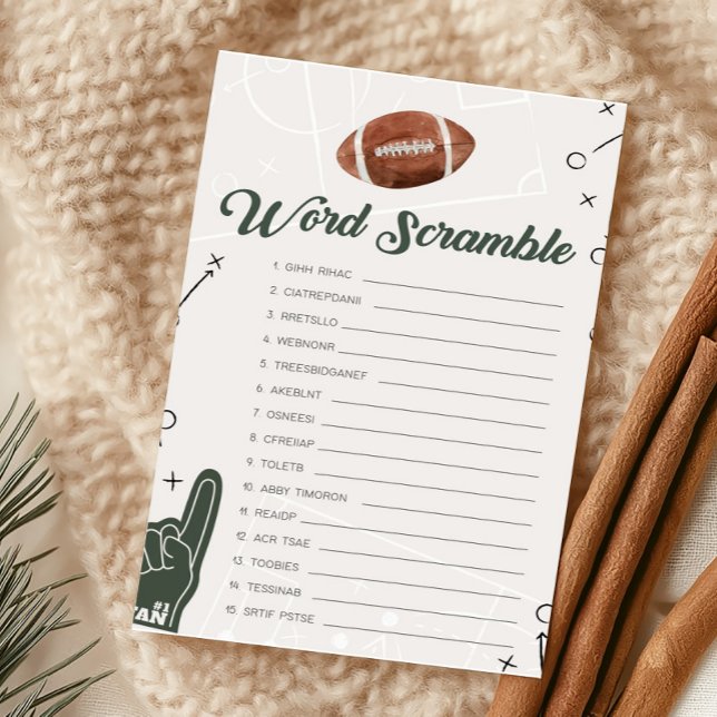 サッカーの赤ちゃんシャワーワードスクランブルゲーム (Football Sports Baby Shower Word Scramble Game)