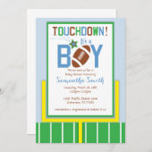 サッカーの赤ちゃんシャワー招待状 – それは男の子だ！ 招待状 (正面/裏面)