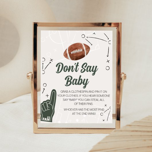 サッカーの赤ちゃんシャワー言わないベビー標識 ポスター