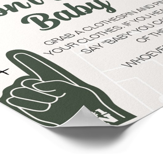 サッカーの赤ちゃんシャワー言わないベビー標識 ポスター (角)