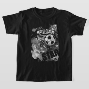サッカーの赤ん坊、ブラックサッカーグランジ Tシャツ