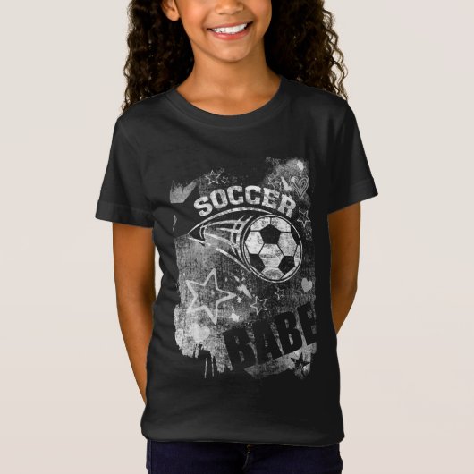 サッカーの赤ん坊、ブラックサッカーグランジ Tシャツ (正面)